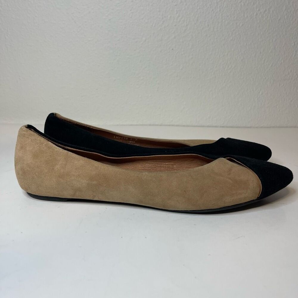 Jeffrey Campbell Impish Two Tone Camel & Black Flats Size 6.5